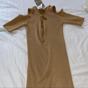 Midi Stretch knit Cold shoulder Dress